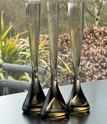 Buy 3 X Whitefriars Bud Vase 9566 In Smokey Twilight Crystal Glass • 36£