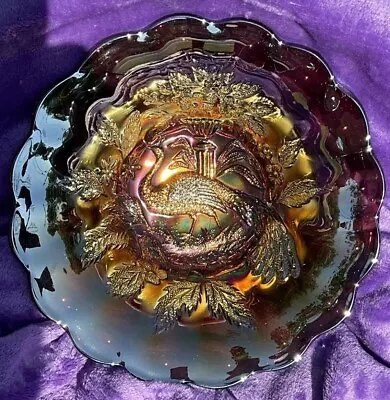 Buy Millersburg Master Berry Peacock Carnival Glass Tiara Back No 🐝 Bee • 1,221.46£