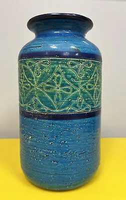 Buy Vintage Bitossi Pottery Aldo Londi Blue Green Incised Vase Italy • 142.25£