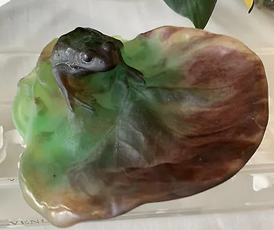 Buy Daum France Pate De Verre Large Frog On Lily Pad Signed Dish  6” • 426.76£