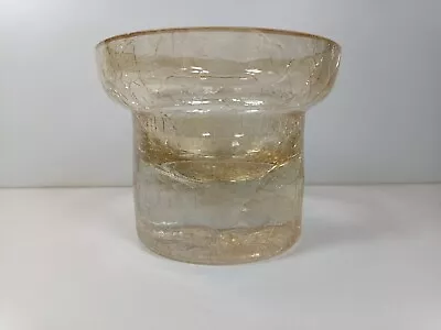 Buy Golden Yellow Crackle Glass Dish Ornament Bowl • 15£