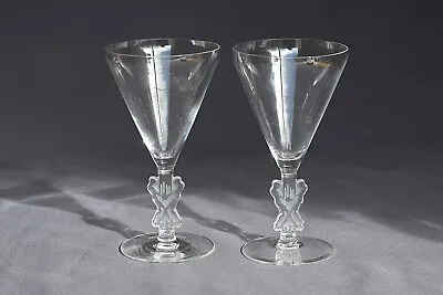 Buy Pair Of Rene Lalique STRASBOURG WINE GLASSES, 5085, 14 Cm High • 245£