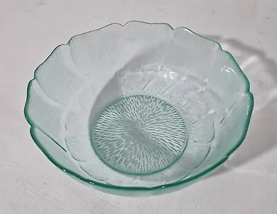 Buy Vtg Arcoroc France Fleur Green  Glass Fruit Bowl Scalloped 3.2  Tall 9  Diameter • 18£