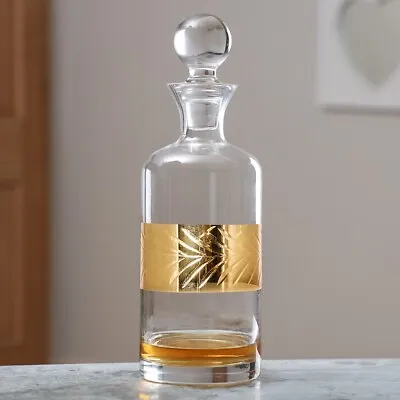 Buy 1.5 Litre Gold Leaf Glass Decanter Whisky Wine Alcohol Liqueur Bottle Container • 17.99£