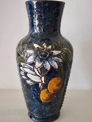 Buy Torquay Watcombe Pottery Barbotine Slipware Vase 1884-1890 Peaches And Daisy • 36£