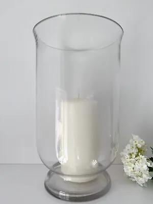 Buy Tall Glass Storm Candle Holder, Large Clear Hurricane Vase, Wedding Decor 27cm • 29£