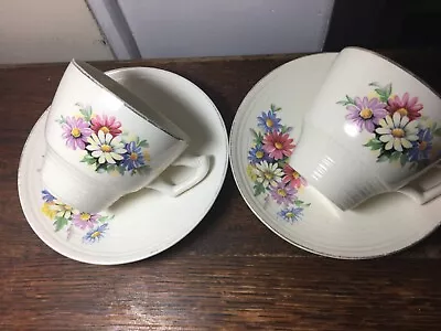 Buy VINTAGE Tea CUPS & SAUCERS 1950s George Clews Co Staffordshire (g) • 10.50£