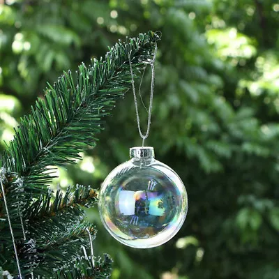 Buy Large Christmas Clear Glass DIY Xmas Hanging Baubles Ball Shop Ornament 6/8/10cm • 30.95£