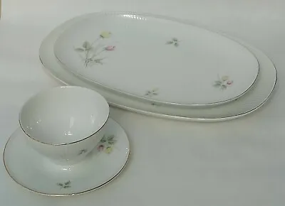 Buy Thomas Porcelain Serving Plates & 2 + Sauce / Dip Dish - Pink & Yellow Roses • 24.99£