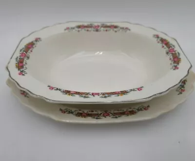 Buy Lido W.S. George White Serving Bowl & Platter, Scalloped Rim Trimmed In Gold  • 24.13£