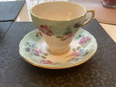 Buy Royal Sutherland Bone China Tea Cup Saucer  Blue Pink Lilac Flowers “zz” • 6.99£