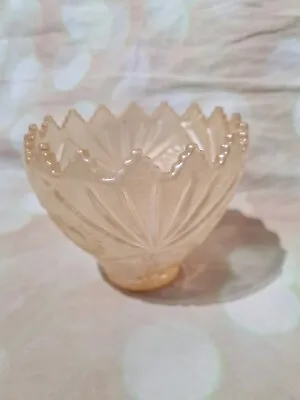 Buy Satin Pearlised Vintage Glass Bowl Pot With Art Deco Castellations • 28.50£