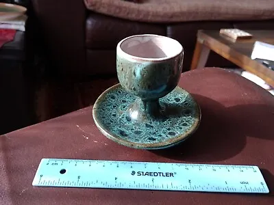 Buy Vintage Fosters Pottery Green Honeycomb Glaze Egg Cup. 7cm Tall, 4.5cm Rim Dia. • 8.50£