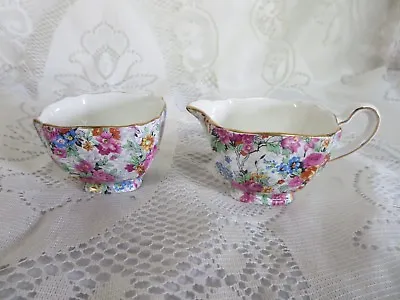 Buy Vintage Lord Nelson Ware England Floral Marina Chintz Open Sugar & Creamer  • 20.34£
