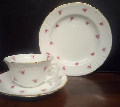 Buy 2 Pretty Adderleys Antique Teacup, Saucer, Side Plate Trios 1906-1926 Pink Roses • 16£