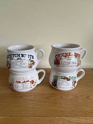Buy Recipe Soup Mug With Handles X 4 Vintage Chicken Mushroom Onion And Scotch Broth • 14.95£