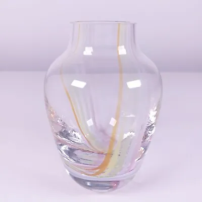 Buy Clear Glass Vase With Twisted Rainbow Swirl Design • 6.99£