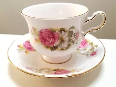 Buy Queen Anne Teacup & Saucer Pink Roses Floral Fine Bone China Made In England  • 18.94£