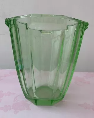 Buy Art Deco Green Glass Square-shapes Vase 1930s - 15 X 16cm • 8.99£