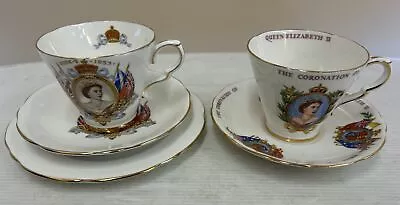 Buy Gladstone Pottery Vintage Queen Elizabeth II Coronation Tea Trio And Tea Duo • 7.99£
