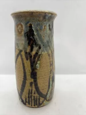 Buy Gabrielle Oliver Handmade Studio Pottery Grey Drip Glaze Vase Stoneware Stamped • 12.99£