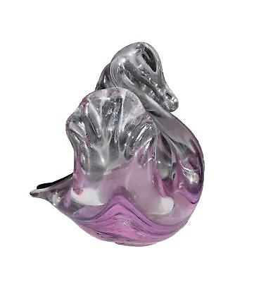 Buy Isle Of Wight Glass Swan -vintage Alum Bay Handblown-pink /purple Swirl-3 Inch • 7£