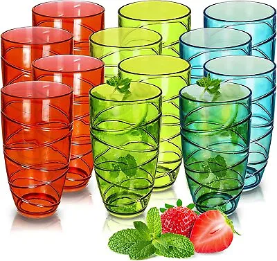 Buy 6-12 Tall Tumblers Glass Pack Deluxe Swirl Plastic Acrylic Cups Design Drinking • 19.99£