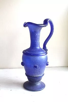 Buy Roman Reproduction Cobalt Blue Glass Pitcher Jug Hand Blown 11.75 In Tall • 28.46£