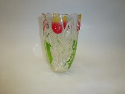Buy Art Nouveau Walther Glass Tulip Vase. 24cm • 9.99£