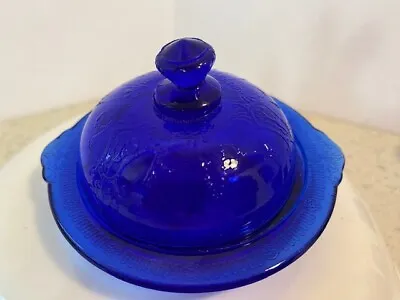 Buy Vintage Cobalt Blue Glass Miniature Child's Covered Butter Dish • 9.42£
