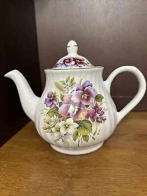 Buy Arthur Wood & Son Teapot Purple Pansies W/gold Trim, England • 28.34£