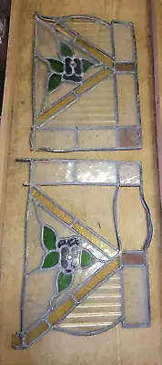 Buy 2  Stained Glass Panels Window/Roses/Antique ~ Spares Or Repair 37cmx31cm X2 • 40£
