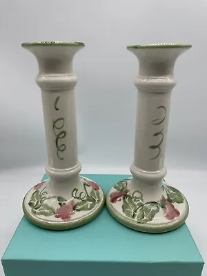 Buy Poole Pottery Vintage Ceramic Floral Vine Design Pair Of Candlesticks Holders Pr • 19.94£