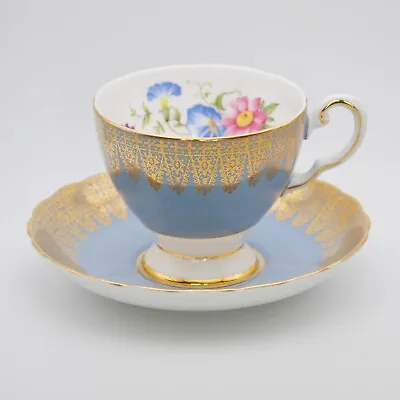 Buy Royal Tuscan English Cup And Saucer Blue Gold Filigree Floral Wedgwood Group • 20.50£