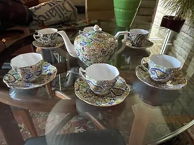 Buy Vintage English Flower & Paisley Pattern Teapot With 6 Cups And Saucers • 239.76£