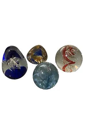 Buy Four Small Glass Paperweights (one Caithness Pebble) • 10£