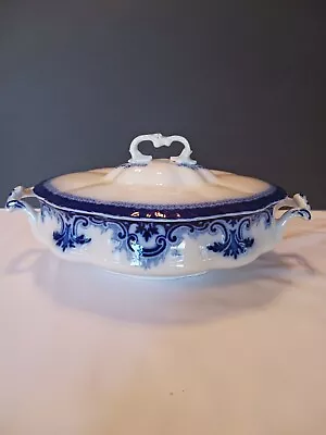 Buy Vintage BLUE Serving Platter Tureen WH Grindley CLIFTON Pattern 1890's England 2 • 212.62£