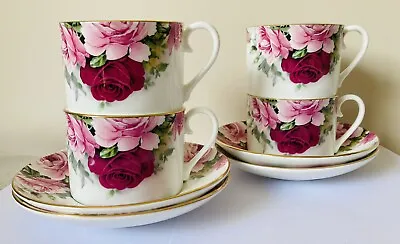 Buy Set Of 4 Connoisseur Teacup And Saucer Fine Bone China England Rose Design. • 15.99£