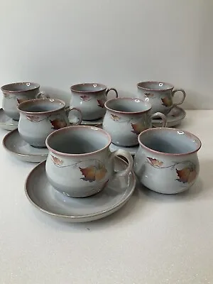 Buy 6 X Handcrafted Denby Twilight  Cups And Saucers Fine Stoneware England  Vintage • 21£