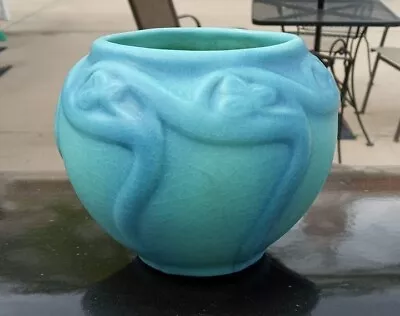Buy Vintage Van Briggle Pottery Flower Vase Bowl Spiderwort Ming Blue Turquoise 695 • 312.16£