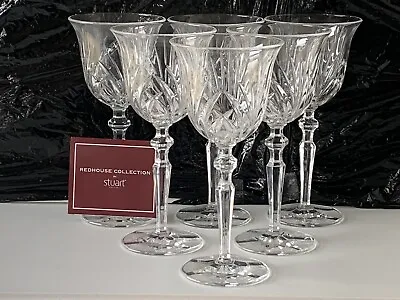 Buy Set 6 Stuart Lead Crystal Redhouse Collection Chelsea Wine Glasses Goblets 7.5  • 100£