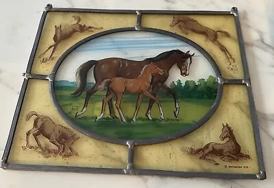 Buy Glass Masters Hand Crafted Sun Catcher Mobile Stained Glass 1978 Signed Horses • 18.86£