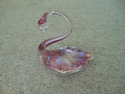 Buy Large Pink Iridescent Heron Glass Swan - 5 Inches High • 12.99£