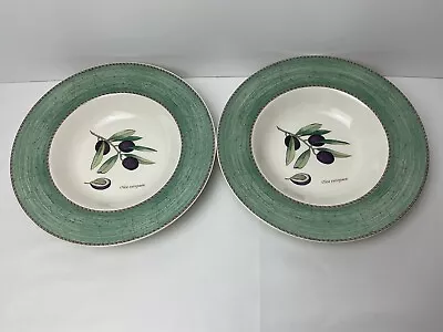 Buy Wedgewood Sarah's Garden 2 X Rimmed Pasta Bowls Olive 22.60cm Unused Condition • 34.99£