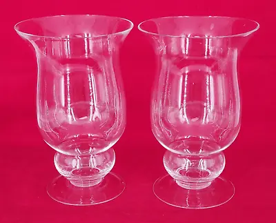 Buy Set Of 2 Hand Blown & Cut 8.5  Hurricane Lantern Candle Holders/Vases • 31.14£