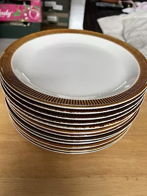 Buy Vintage Poole Pottery Chestnut Brown 12 Medium Dinner / Luncheon Plates 22cm • 14.99£