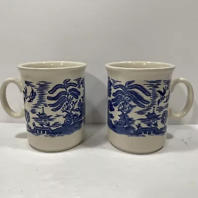 Buy Blue Willow Mugs English Ironstone Tableware England Coffee Cups Set Of 2 • 13.27£