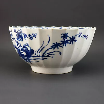 Buy C1770, ANTIQUE 18thC WORCESTER 1ST PERIOD BLUE & WHITE HOLLOW ROCK AND LILY BOWL • 0.99£
