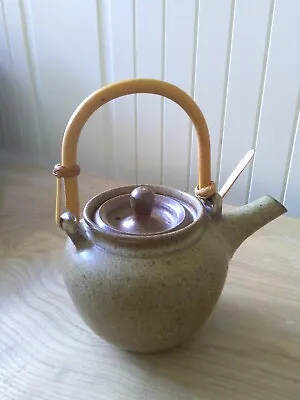 Buy Studio Pottery Lesley Collington Brown Speckled Cane Handled Teapot Small 16cm • 15.50£