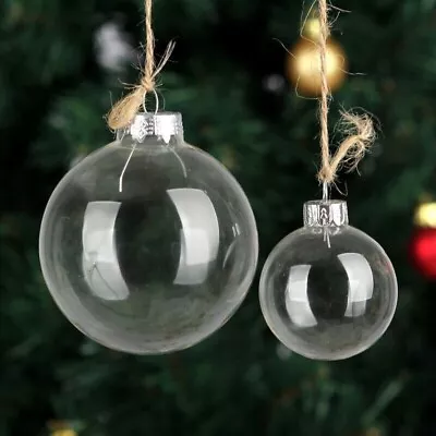Buy 10cm Large Hanging Clear Baubles Ball DIY Fillable Sphere Ornament X5 • 7.99£